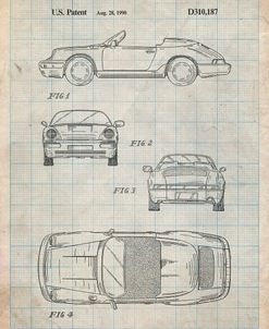 PP305-Antique Grid Parchment Porsche 911 Carrera Patent Poster