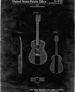 PP306-Black Grunge Buck Owens American Guitar Patent Poster