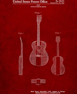 PP306-Burgundy Buck Owens American Guitar Patent Poster