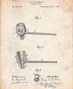 PP307-Vintage Parchment Smoking Pipe 1890 Patent Poster