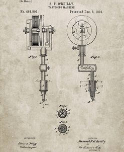 PP308-Sandstone Tattooing Machine Patent Poster