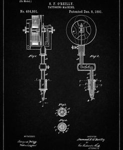 PP308-Vintage Black Tattooing Machine Patent Poster