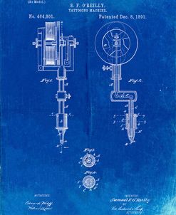PP308-Faded Blueprint Tattooing Machine Patent Poster