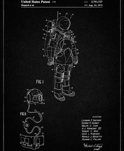 PP309-Vintage Black Apollo Space Suit Patent Poster