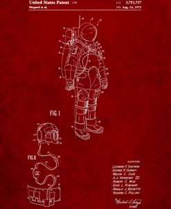 PP309-Burgundy Apollo Space Suit Patent Poster