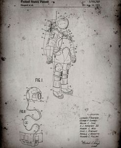 PP309-Faded Grey Apollo Space Suit Patent Poster
