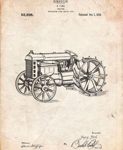 PP310-Vintage Parchment Fordson Tractor Patent Poster
