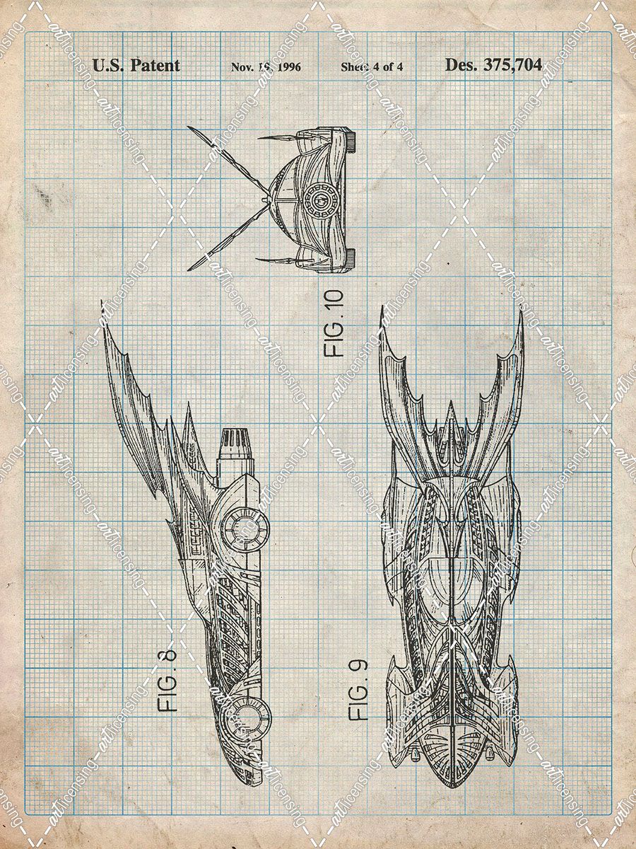 PP311-Antique Grid Parchment Batman and Robin Batmobile Patent Poster