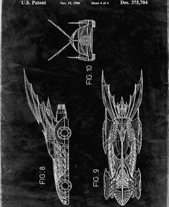 PP311-Black Grunge Batman and Robin Batmobile Patent Poster