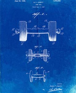 PP314-Faded Blueprint Dumbbell Patent Poster