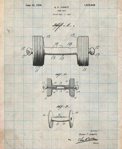 PP314-Antique Grid Parchment Dumbbell Patent Poster