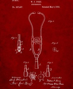 PP315-Burgundy Stethoscope Patent Poster