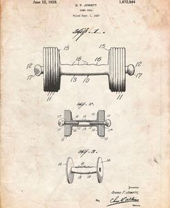 PP314-Vintage Parchment Dumbbell Patent Poster