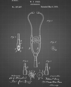 PP315-Black Grid Stethoscope Patent Poster