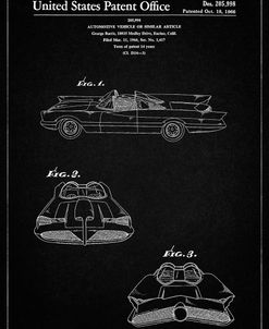 PP316-Vintage Black Batman TV Batmobile Patent Poster