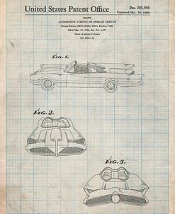 PP316-Antique Grid Parchment Batman TV Batmobile Patent Poster