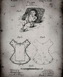 PP317-Faded Grey Cloth Baby Diaper Patent Poster