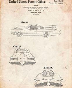 PP316-Vintage Parchment Batman TV Batmobile Patent Poster