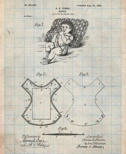 PP317-Antique Grid Parchment Cloth Baby Diaper Patent Poster