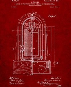 PP318-Burgundy Poulsen Magnetic Wire Recorder 1900 Patent Poster