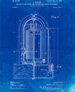 PP318-Faded Blueprint Poulsen Magnetic Wire Recorder 1900 Patent Poster