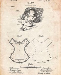 PP317-Vintage Parchment Cloth Baby Diaper Patent Poster