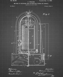 PP318-Black Grid Poulsen Magnetic Wire Recorder 1900 Patent Poster