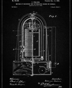PP318-Vintage Black Poulsen Magnetic Wire Recorder 1900 Patent Poster