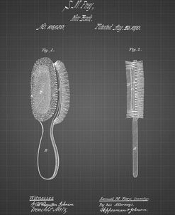 PP344-Black Grid Vintage Hair Brush Patent Poster