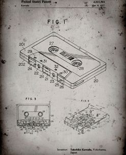 PP319-Faded Grey Cassette Tape Patent Poster