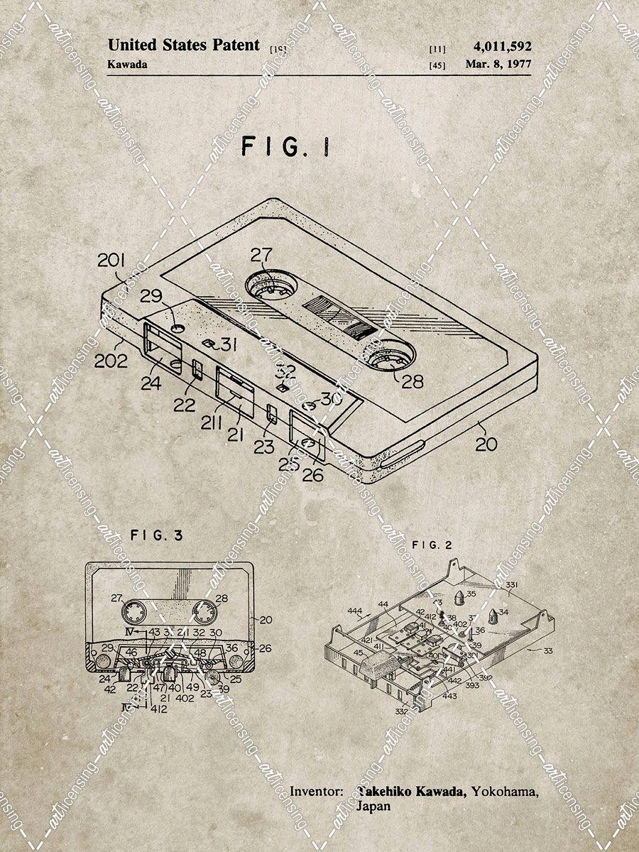 PP319-Sandstone Cassette Tape Patent Poster