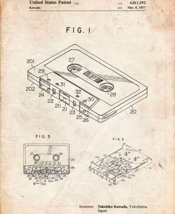 PP319-Vintage Parchment Cassette Tape Patent Poster
