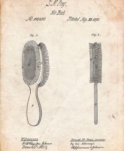 PP344-Vintage Parchment Vintage Hair Brush Patent Poster
