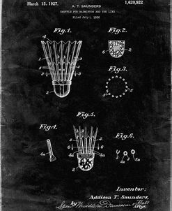 PP345-Black Grunge Vintage Badminton Shuttle Patent Poster