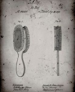 PP344-Faded Grey Vintage Hair Brush Patent Poster