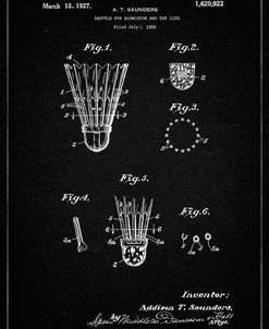PP345-Vintage Black Vintage Badminton Shuttle Patent Poster