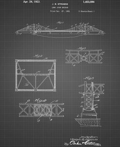 PP350-Black Grid Golden Gate Bridge Patent Poster