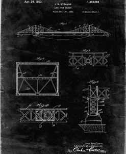 PP350-Black Grunge Golden Gate Bridge Patent Poster
