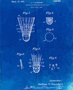 PP345-Faded Blueprint Vintage Badminton Shuttle Patent Poster