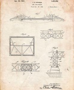 PP350-Vintage Parchment Golden Gate Bridge Patent Poster