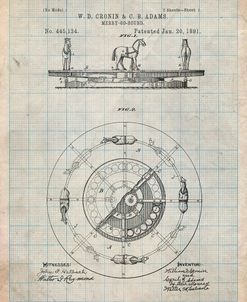 PP351-Antique Grid Parchment Carousel 1891 Patent Poster