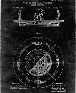 PP351-Black Grunge Carousel 1891 Patent Poster