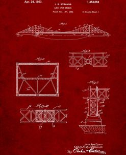 PP350-Burgundy Golden Gate Bridge Patent Poster
