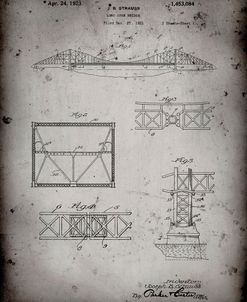 PP350-Faded Grey Golden Gate Bridge Patent Poster