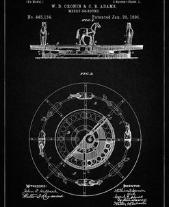 PP351-Vintage Black Carousel 1891 Patent Poster