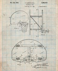 PP381-Antique Grid Parchment Basketball Goal Patent Print