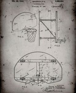 PP381-Faded Grey Basketball Goal Patent Print