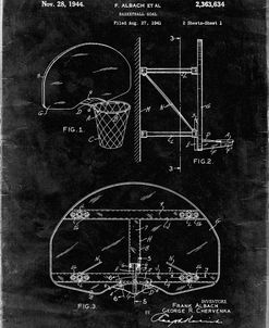 PP381-Black Grunge Basketball Goal Patent Print