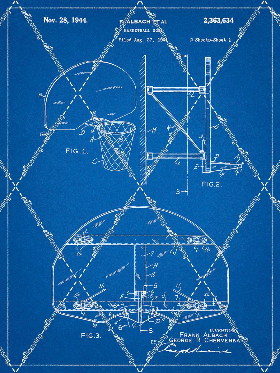 PP381-Blueprint Basketball Goal Patent Print