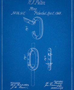 PP402-Blueprint Carabiner Ring 1868 Patent Poster